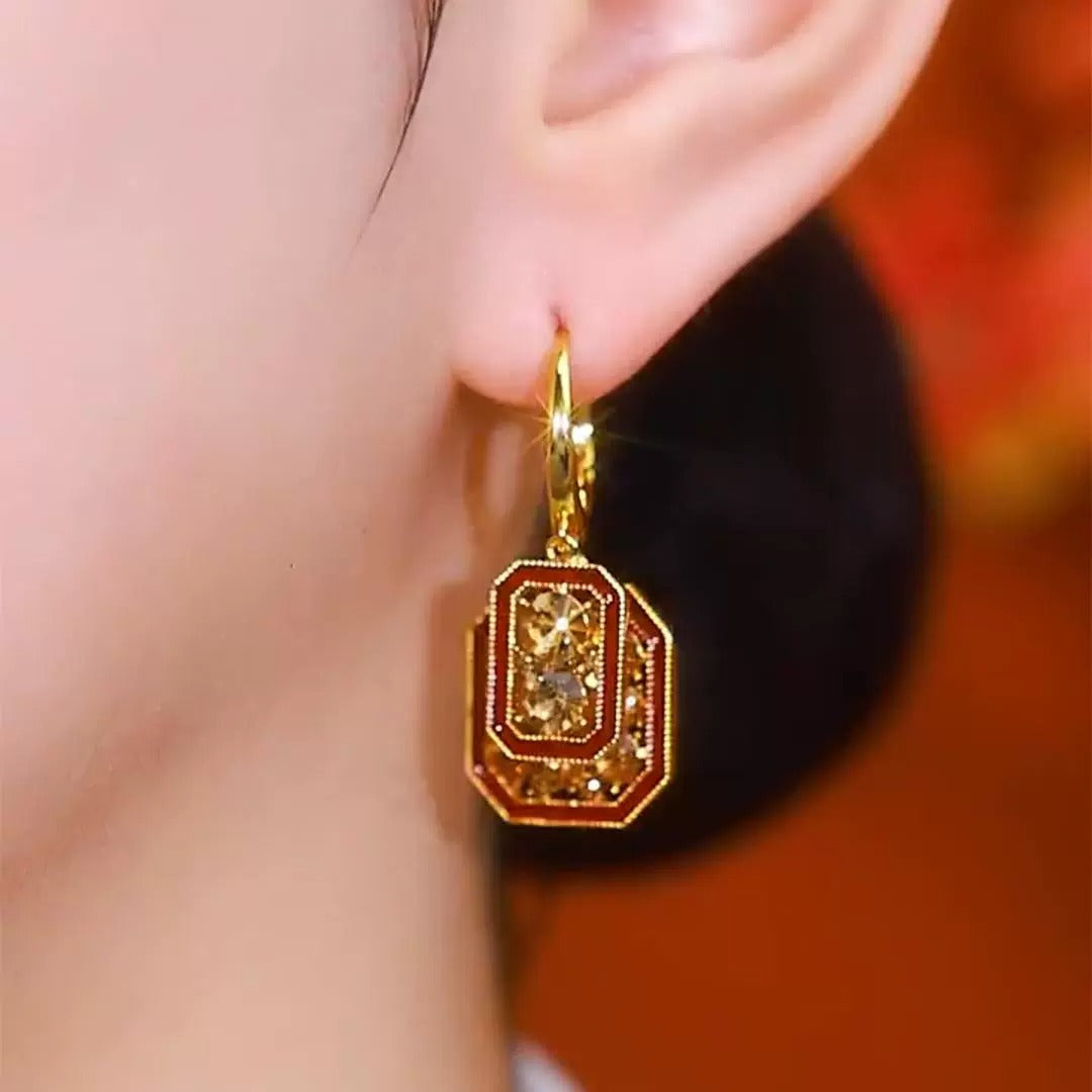Swiss Diamond Zircon Earings(24k Gold Plated)